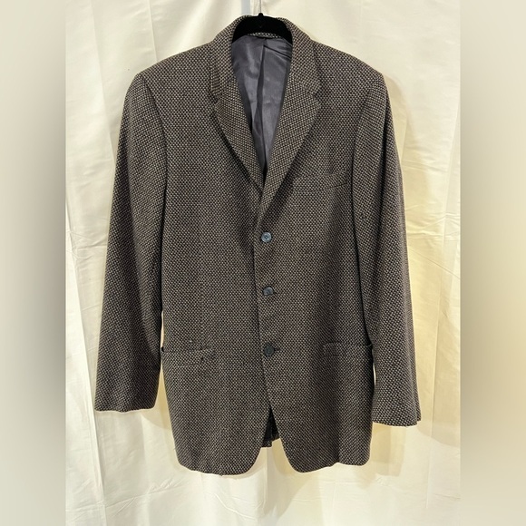 Vintage Men’s cashmere blazer medium houndstooth brown tan single breasted - Picture 8 of 16